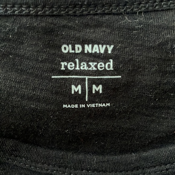 Old Navy Black Short Sleeve with White Stripes M - Picture 3 of 4